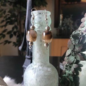Vintage Milky Taupe Dangling Earrings